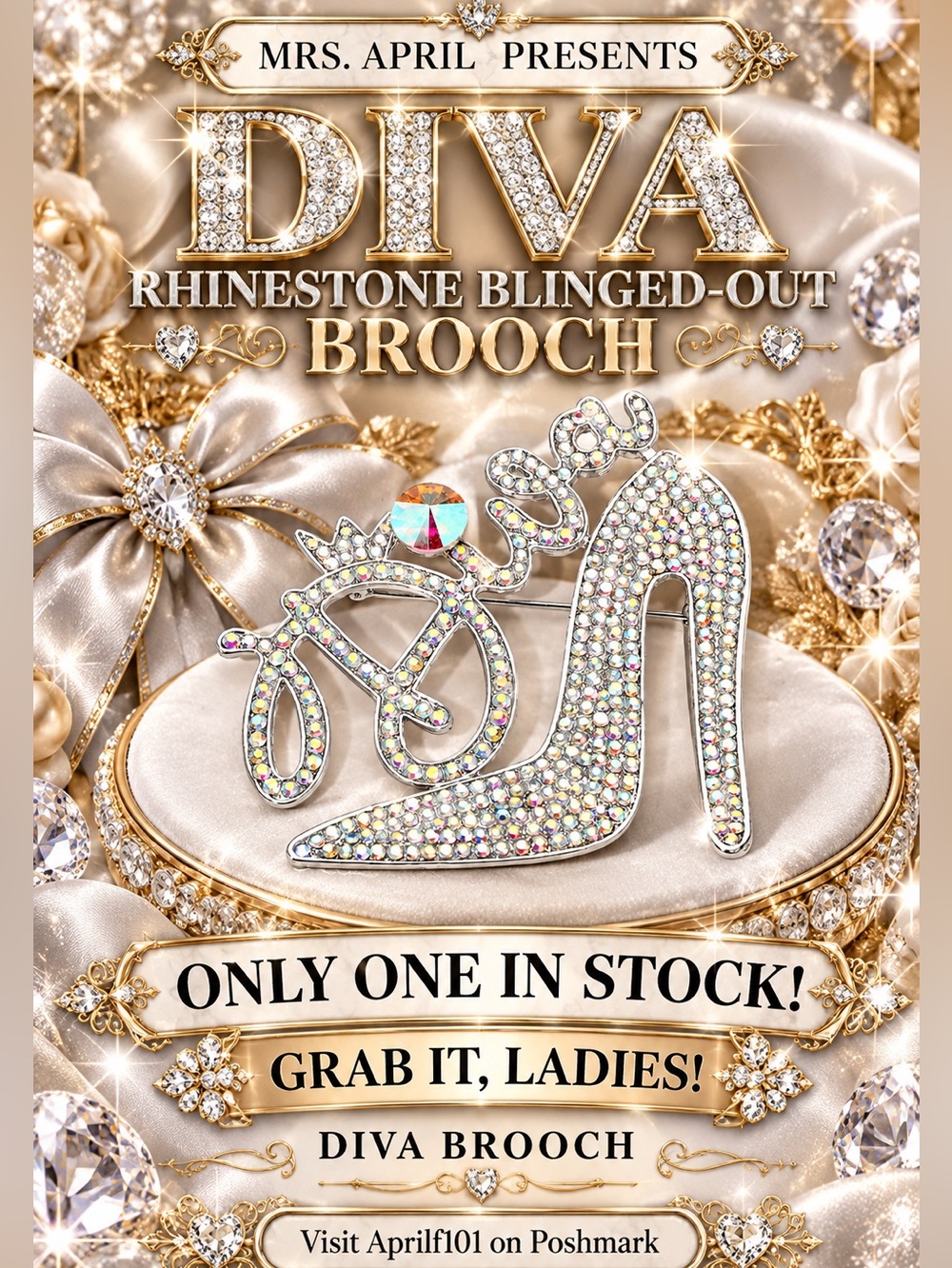 Diva Rhinestone High Heel Brooch – Sparkling Multicolor